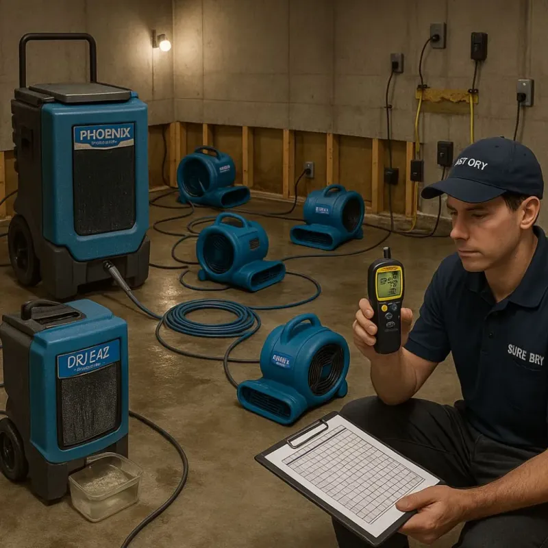 Structural Drying and Dehumidification process in Half Moon, NC